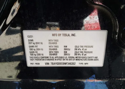 2022 Tesla Model Y Long Range Dual Motor All-Wheel Drive from USA, damaged, VIN 7SAYGDEE8NF346352